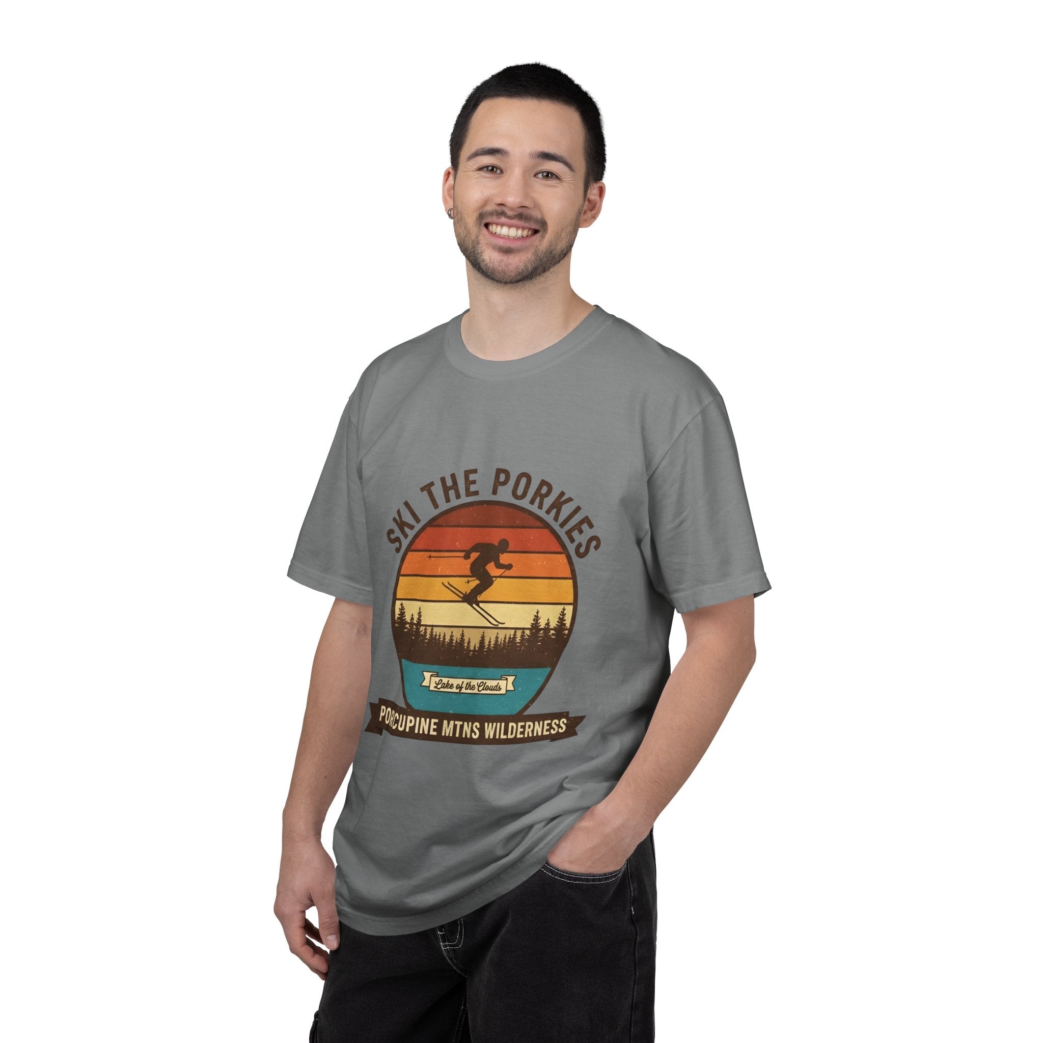 Ski the Porkies T-Shirt — Porcupine Mtns Wilderness Retro Skiing Tee