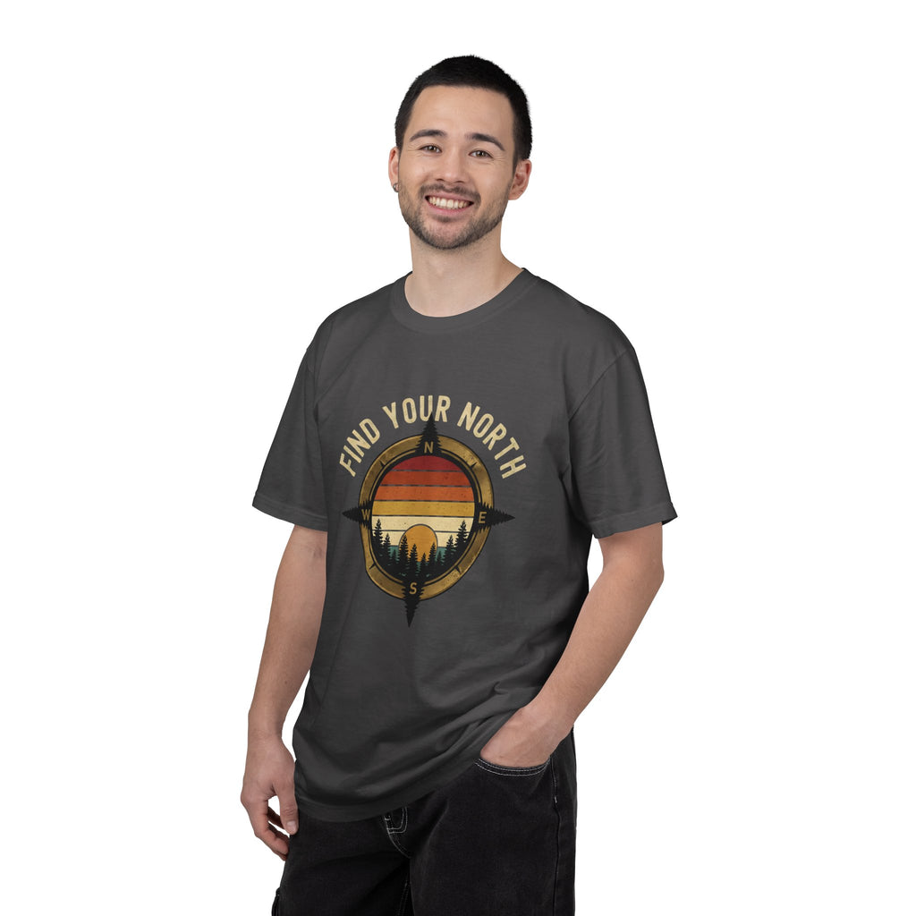 Find Your North T-Shirt — Vintage Compass Sunset Graphic Tee