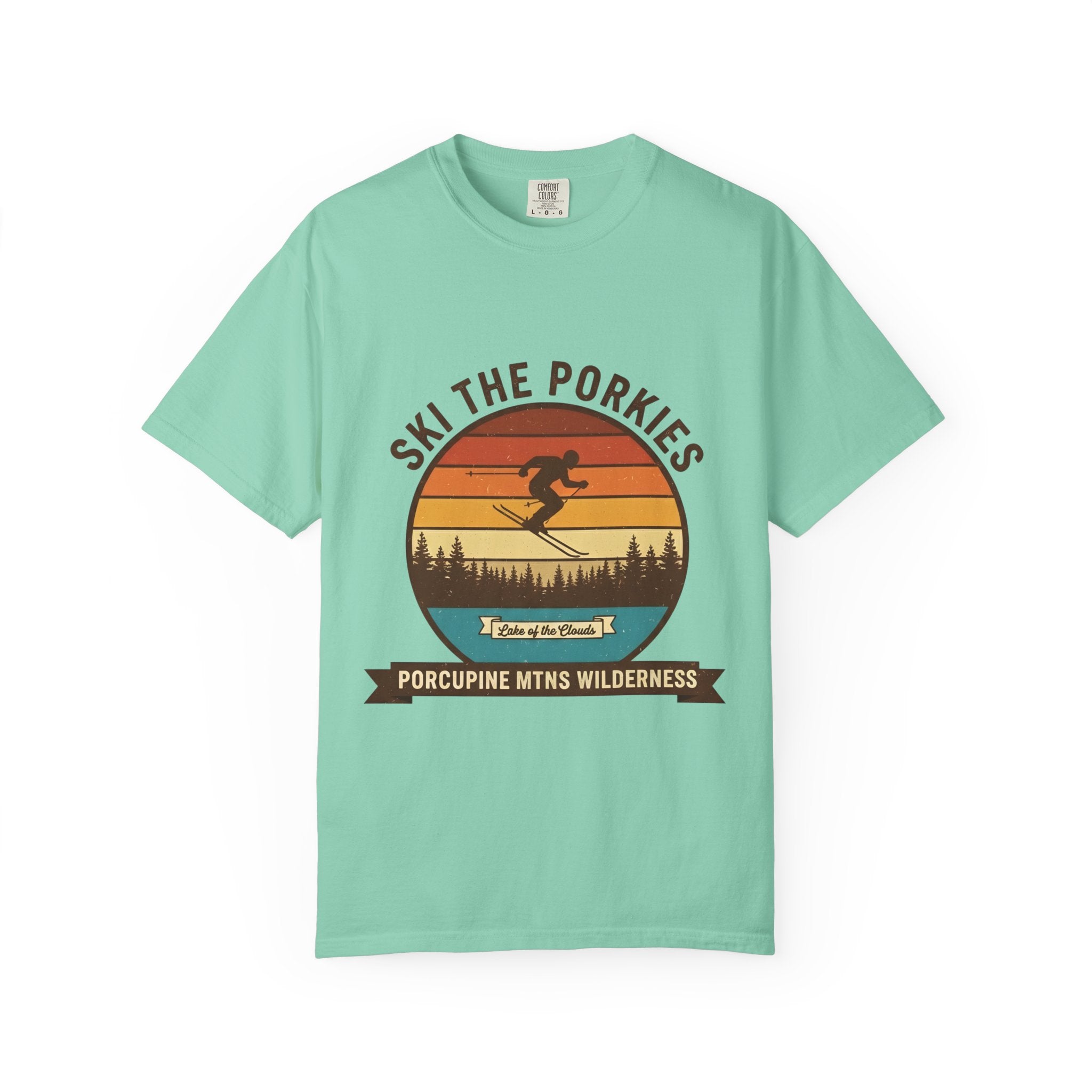 Ski the Porkies T-Shirt — Porcupine Mtns Wilderness Retro Skiing Tee