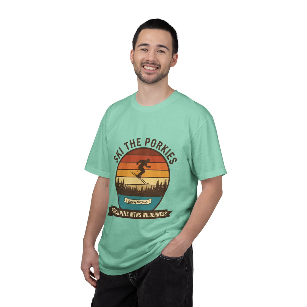 Ski the Porkies T-Shirt — Porcupine Mtns Wilderness Retro Skiing Tee