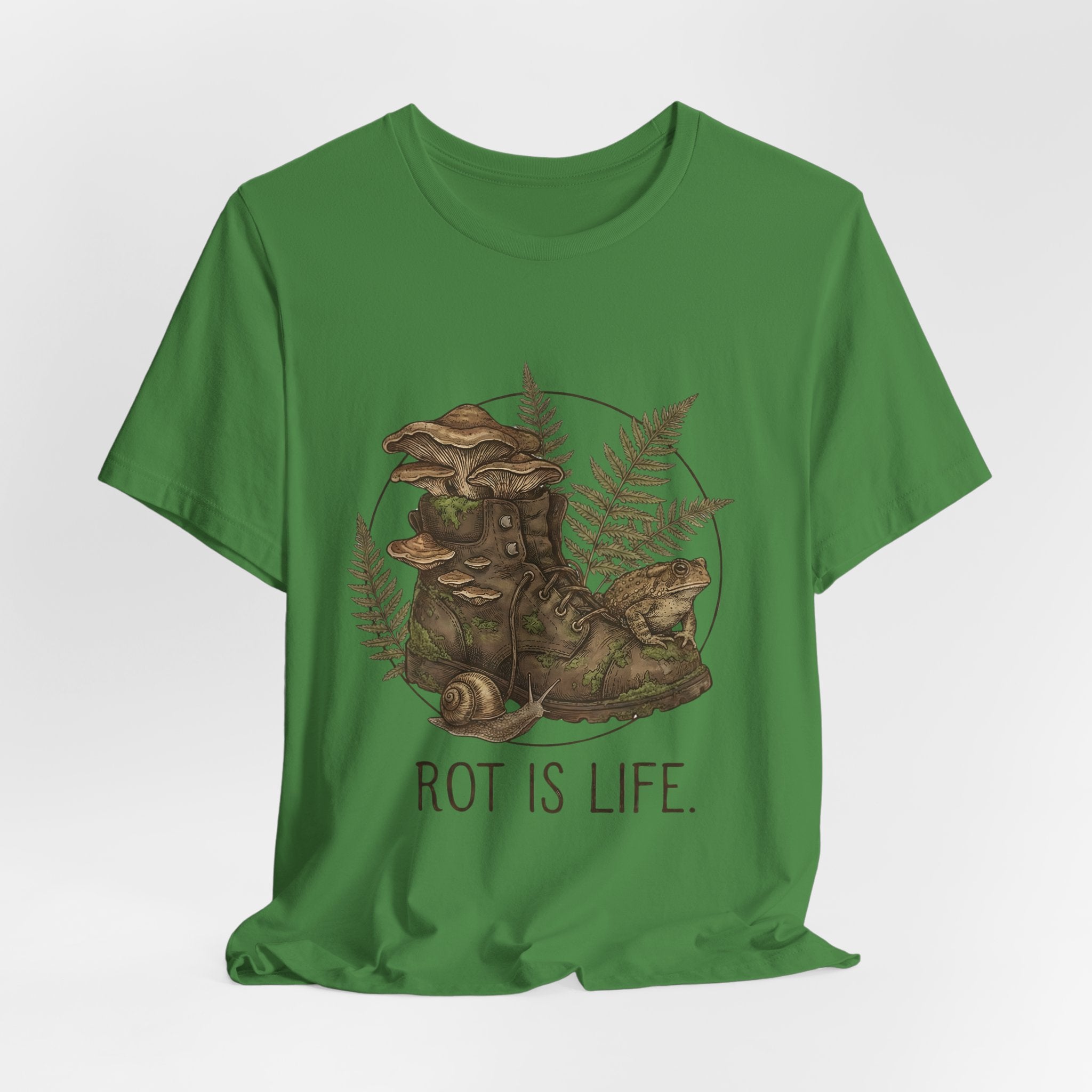 Rot Is Life T‑Shirt — Woodland Mushroom Decay Graphic Tee
