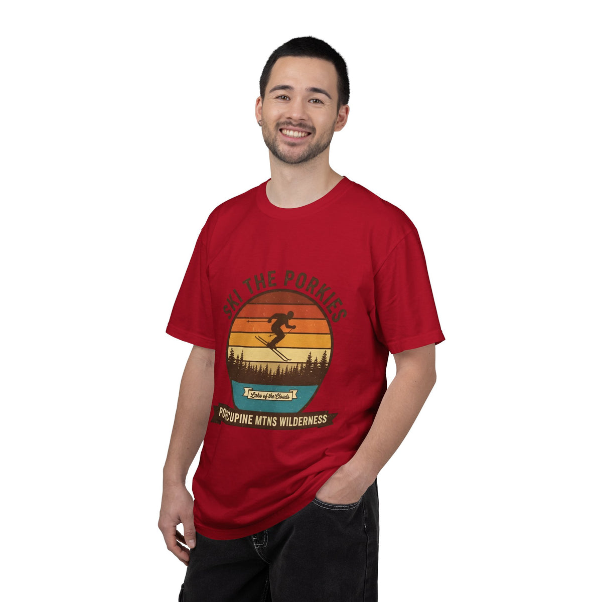 Ski the Porkies T-Shirt — Porcupine Mtns Wilderness Retro Skiing Tee