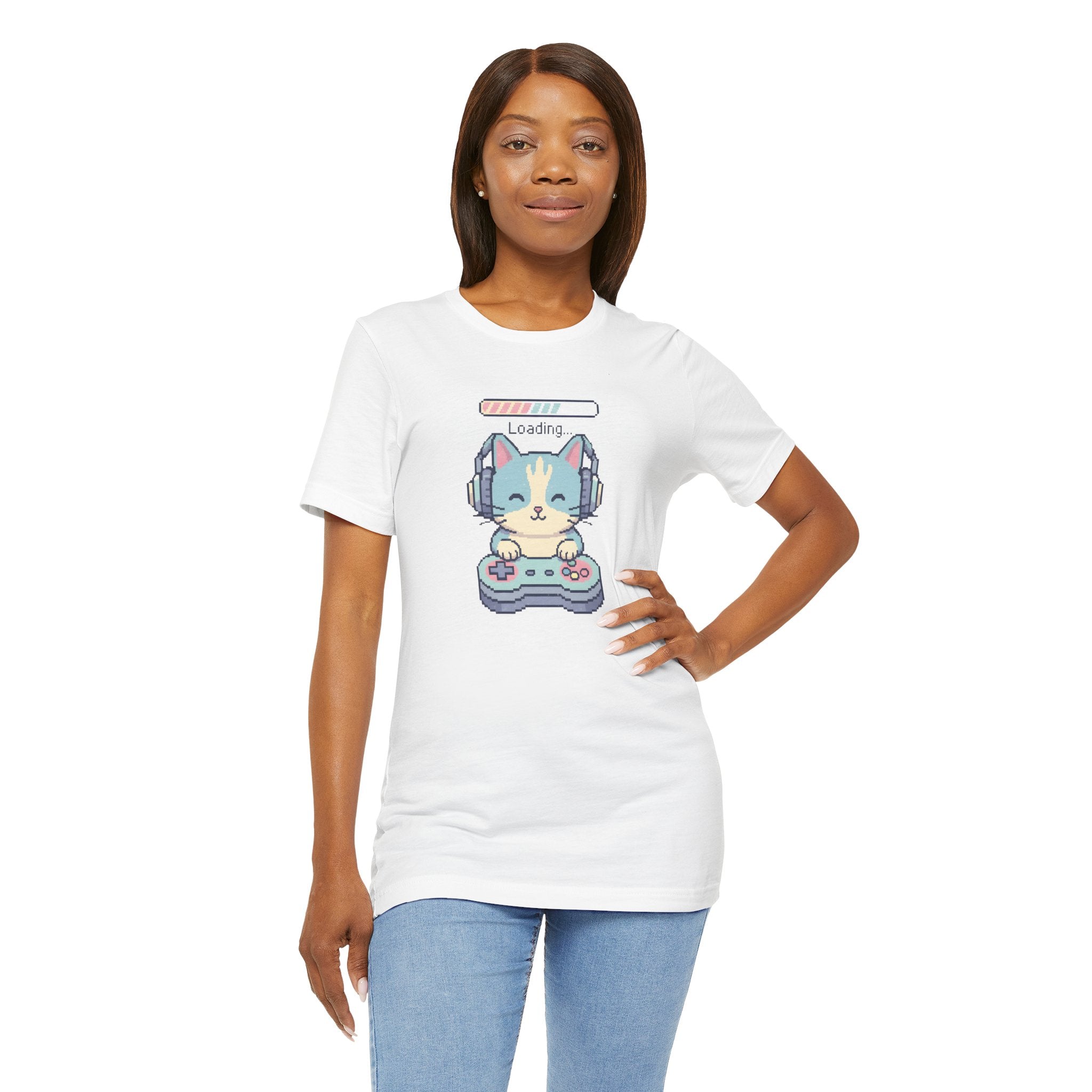Gaming Cat Loading Screen | Pixel Art Graphic Tee