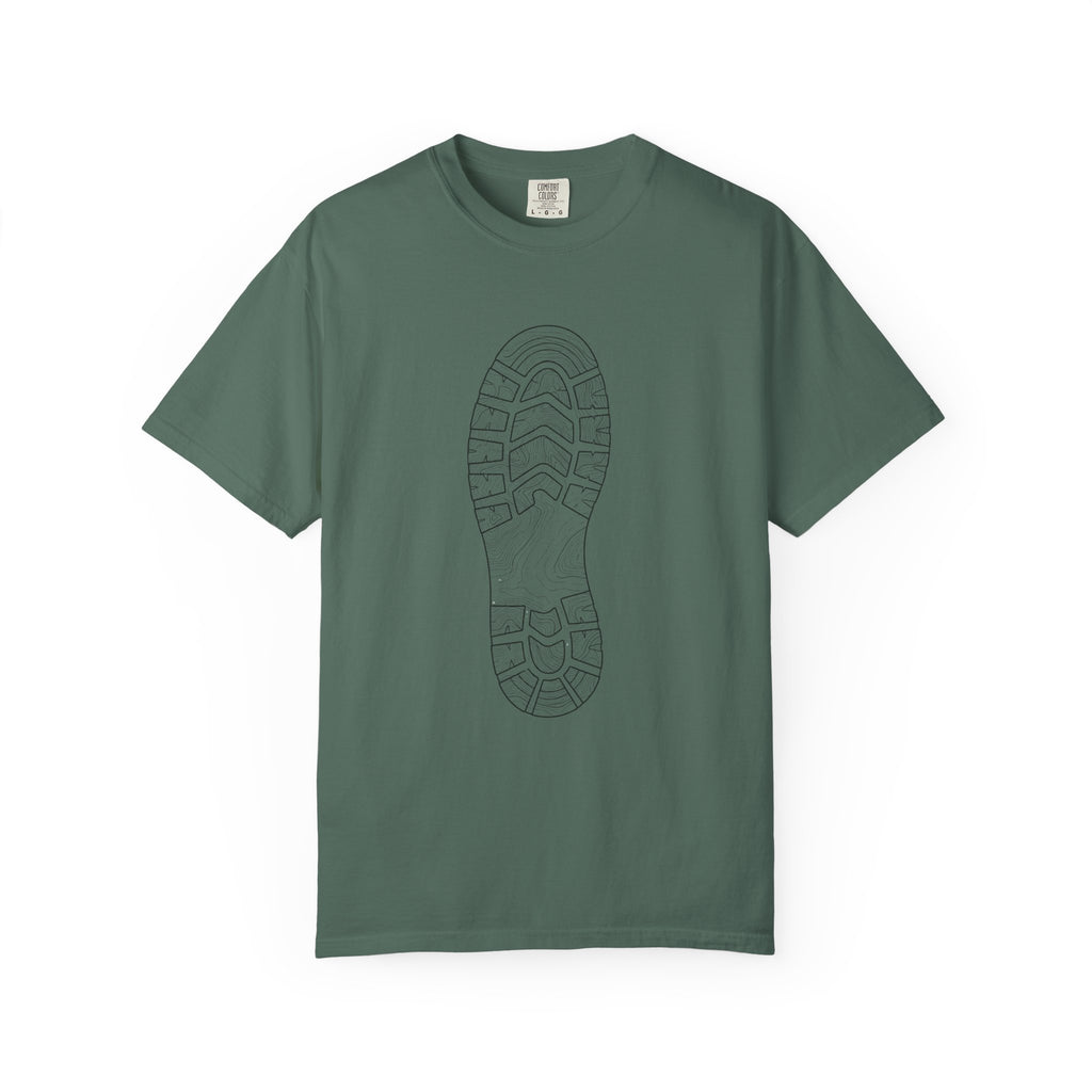 Sole Print T-Shirt — Minimal Boot Print Graphic Tee