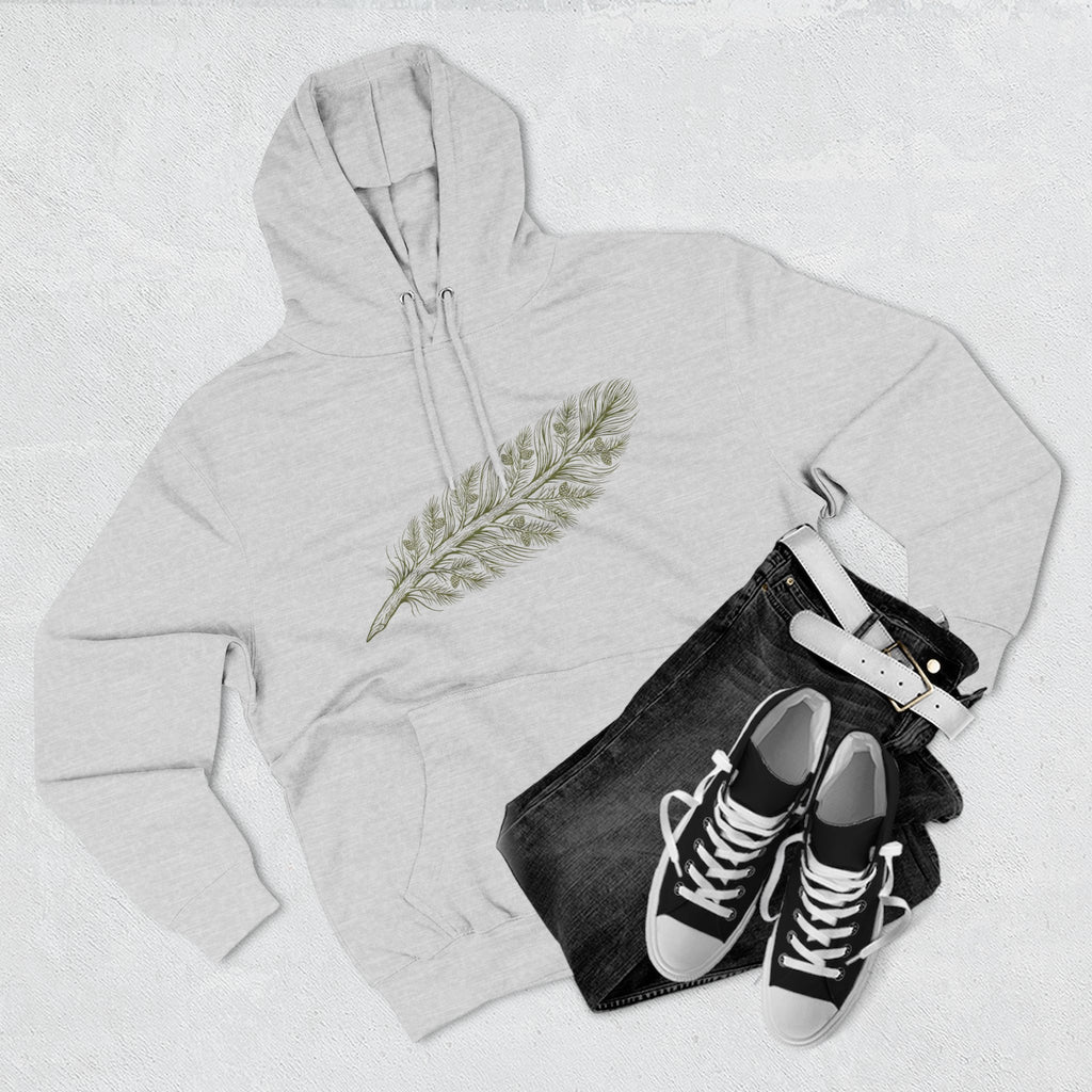 The "Forest Feather" Premium Hoodie - Pine Needle & Quill Illustration