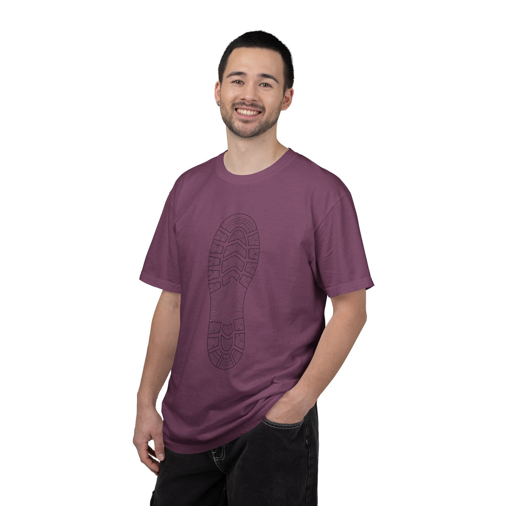 Sole Print T-Shirt — Minimal Boot Print Graphic Tee