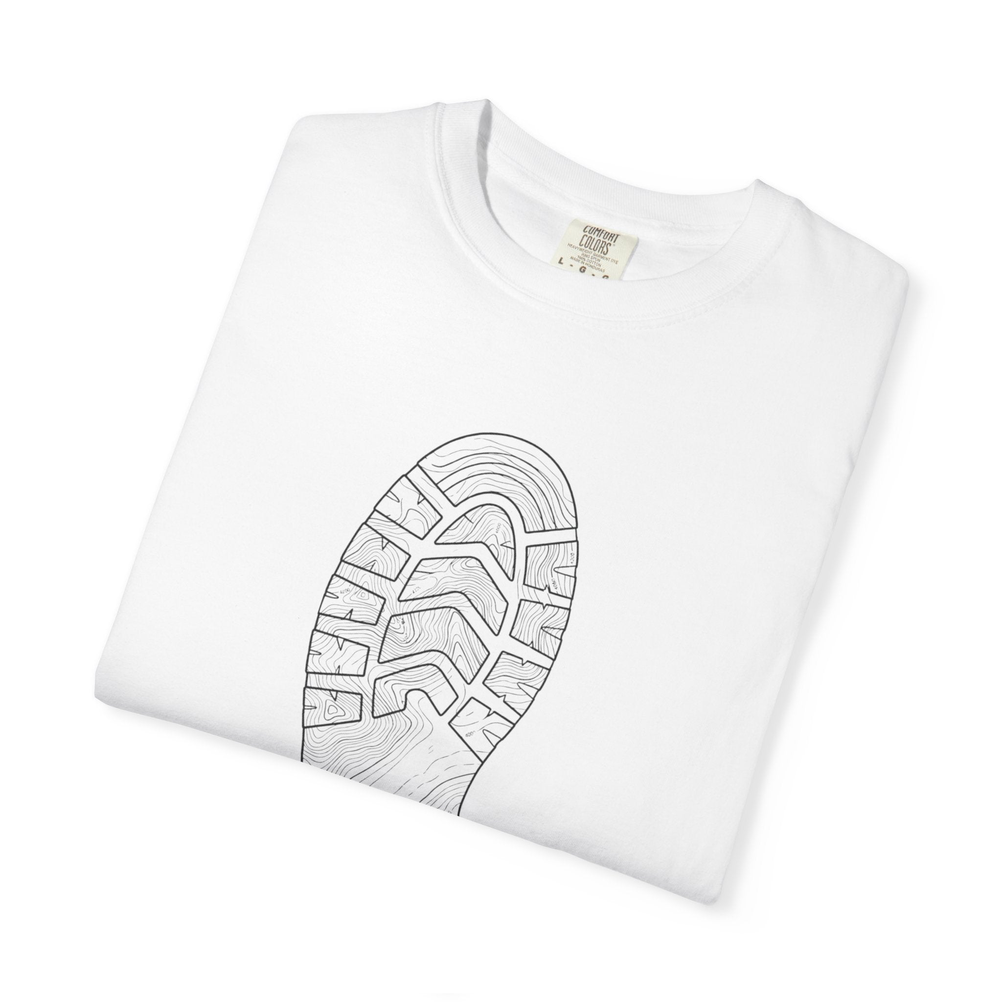 Sole Print T-Shirt — Minimal Boot Print Graphic Tee