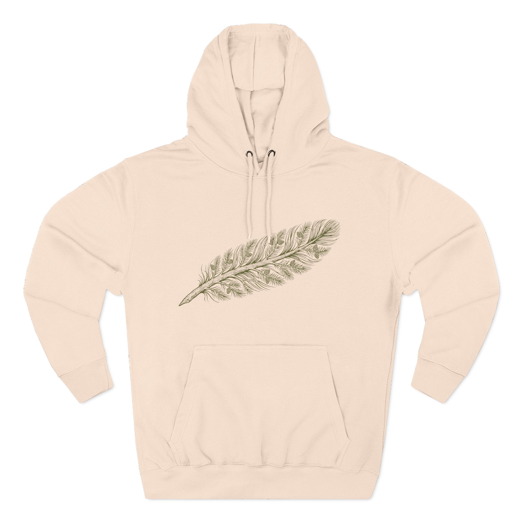 The "Forest Feather" Premium Hoodie - Pine Needle & Quill Illustration