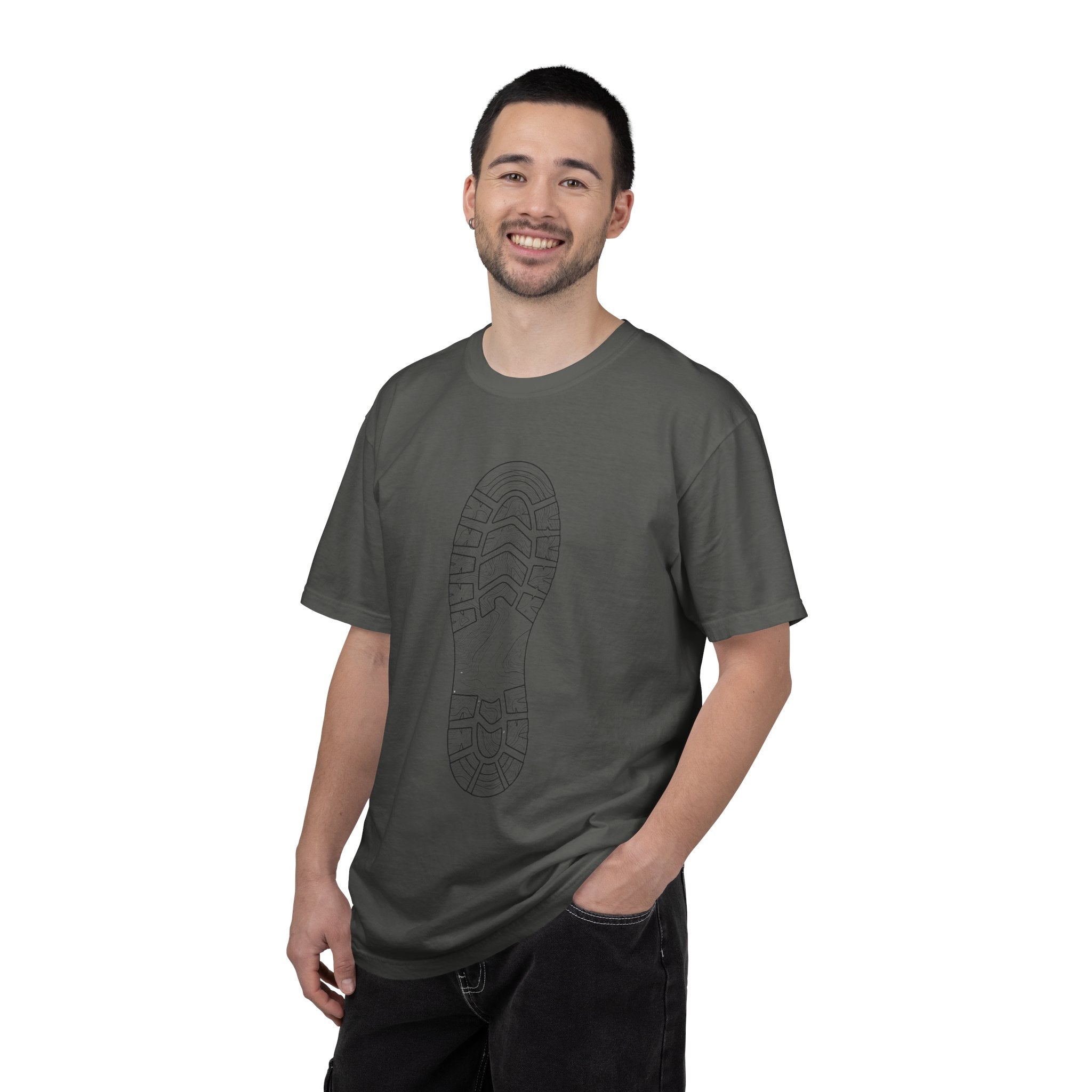 Sole Print T-Shirt — Minimal Boot Print Graphic Tee