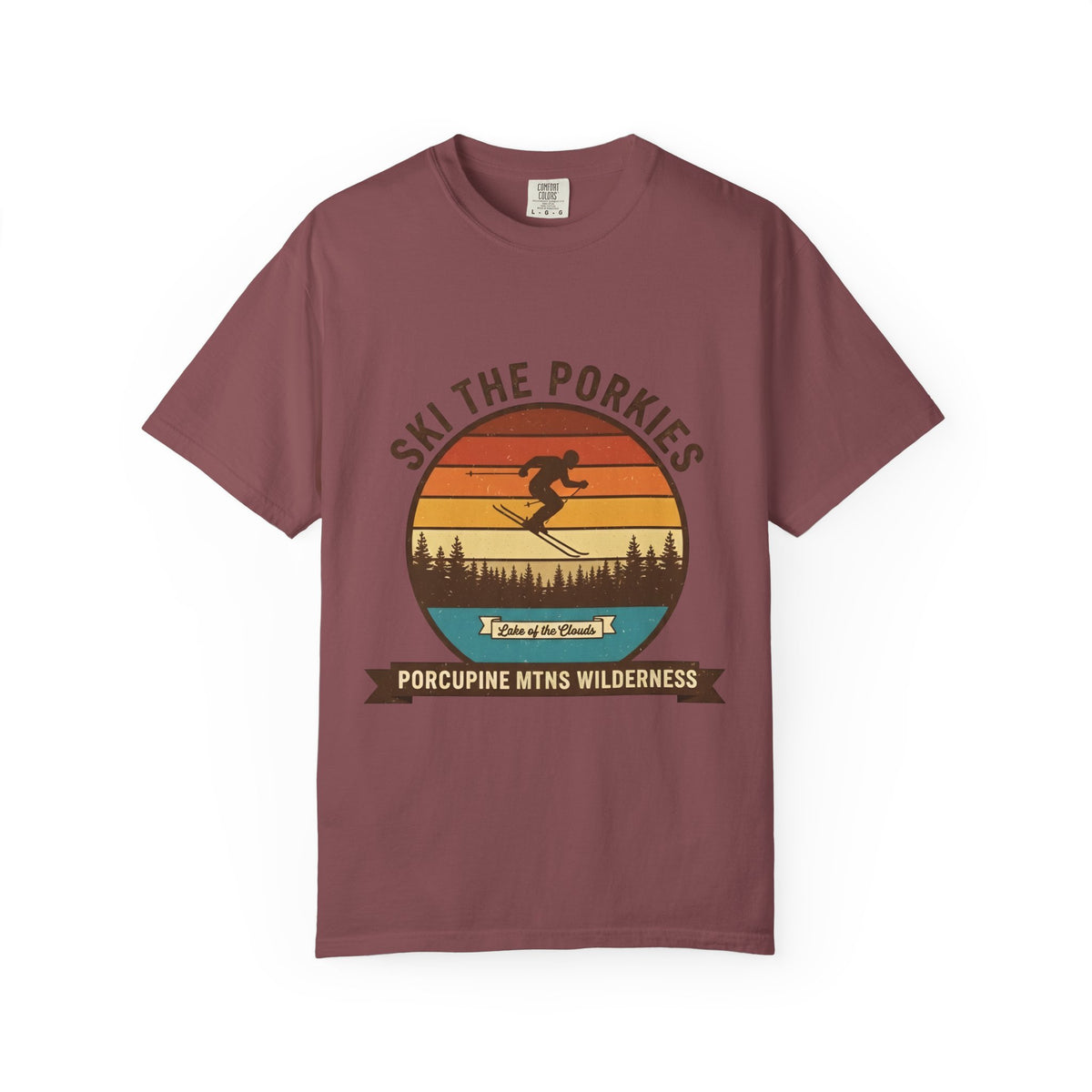Ski the Porkies T-Shirt — Porcupine Mtns Wilderness Retro Skiing Tee