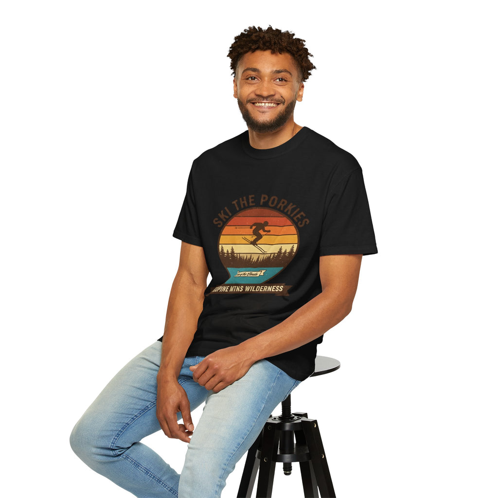 Ski the Porkies T-Shirt — Porcupine Mtns Wilderness Retro Skiing Tee