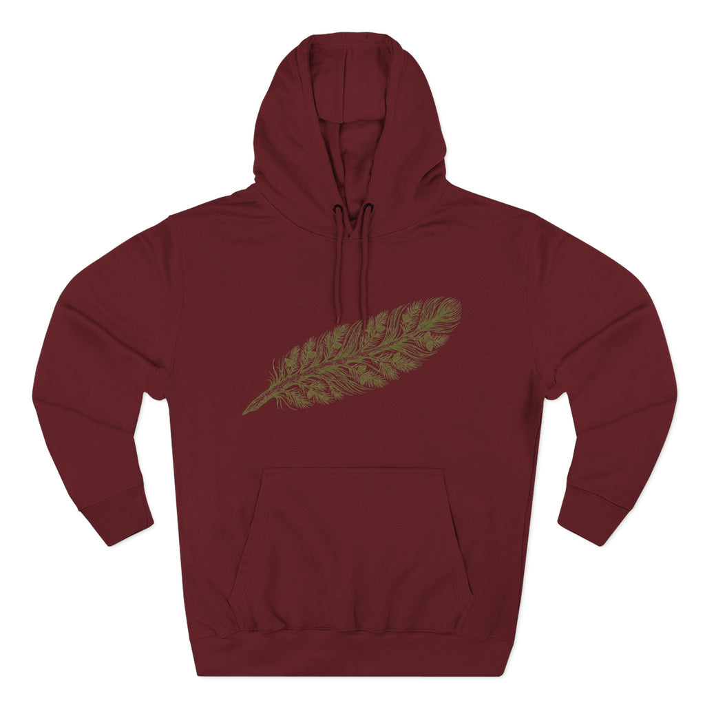 The "Forest Feather" Premium Hoodie - Pine Needle & Quill Illustration