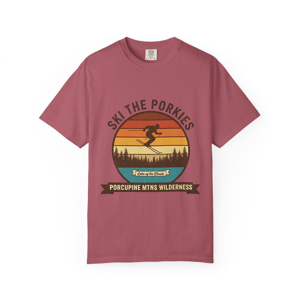 Ski the Porkies T-Shirt — Porcupine Mtns Wilderness Retro Skiing Tee