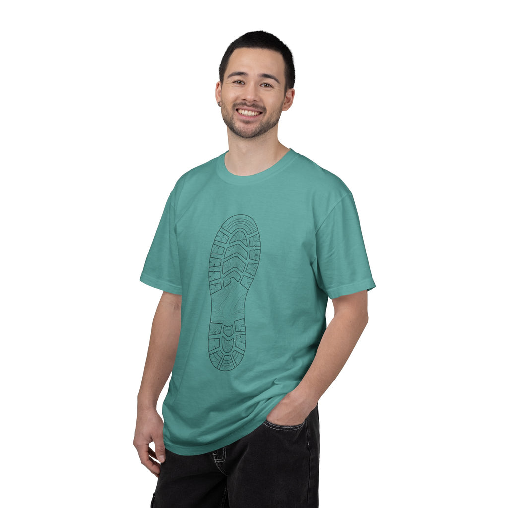 Sole Print T-Shirt — Minimal Boot Print Graphic Tee