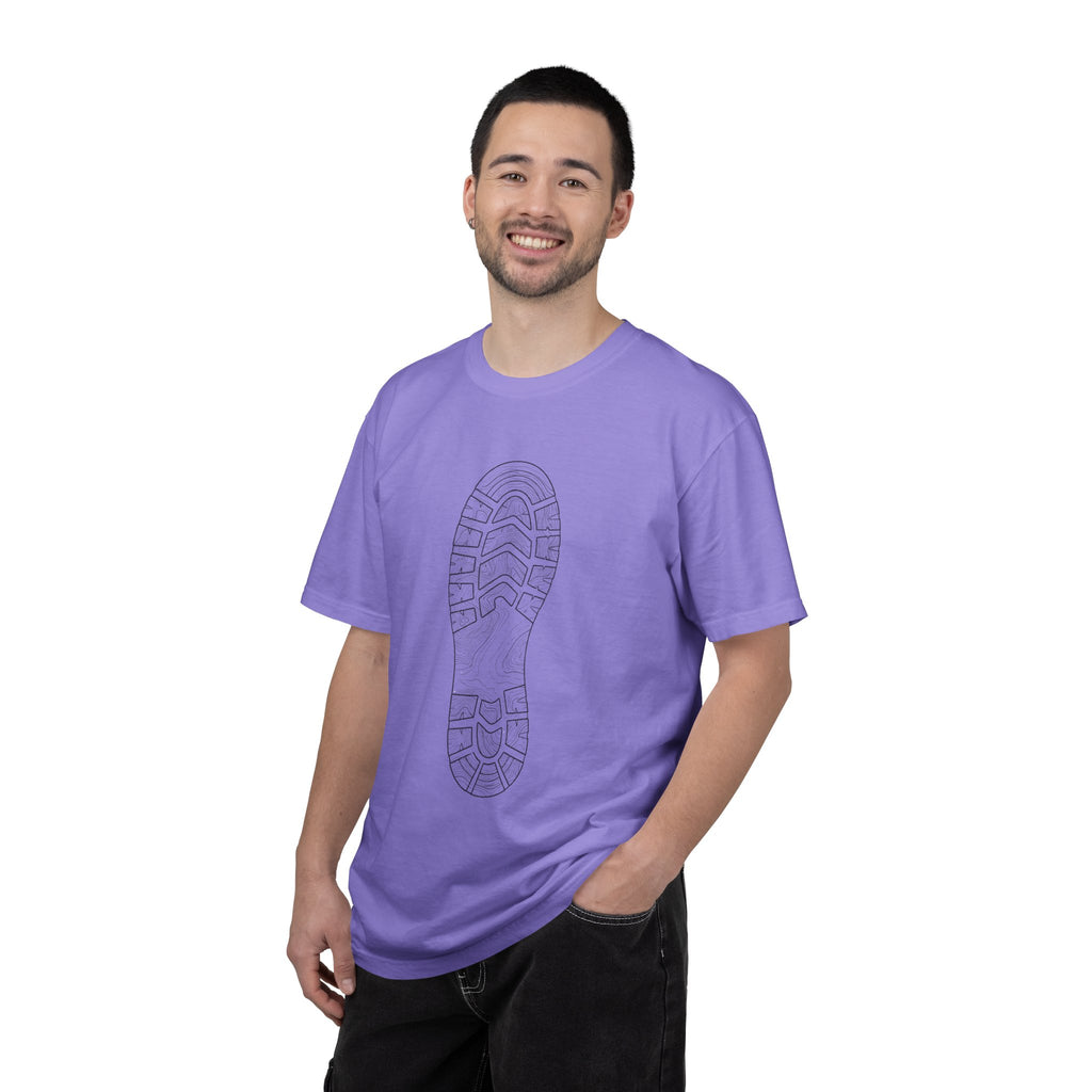 Sole Print T-Shirt — Minimal Boot Print Graphic Tee