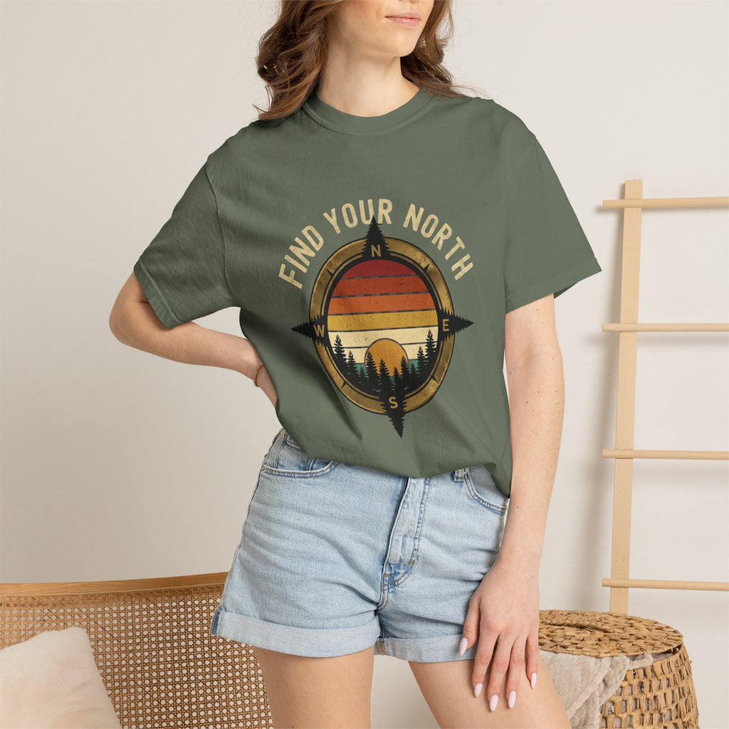 Find Your North T-Shirt — Vintage Compass Sunset Graphic Tee