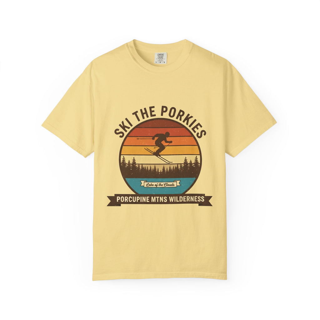 Ski the Porkies T-Shirt — Porcupine Mtns Wilderness Retro Skiing Tee