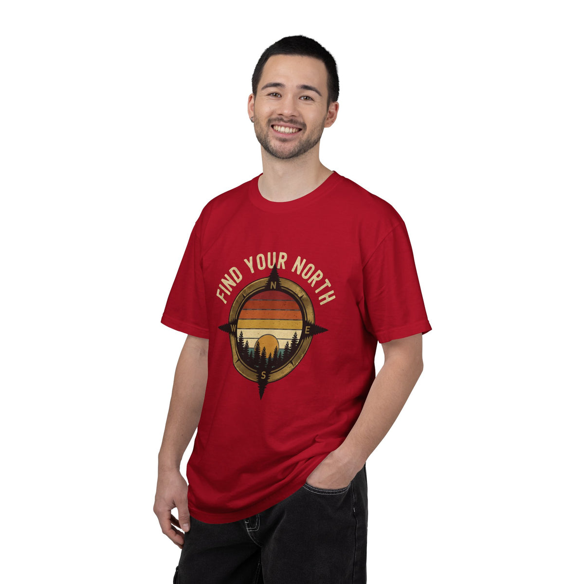 Find Your North T-Shirt — Vintage Compass Sunset Graphic Tee
