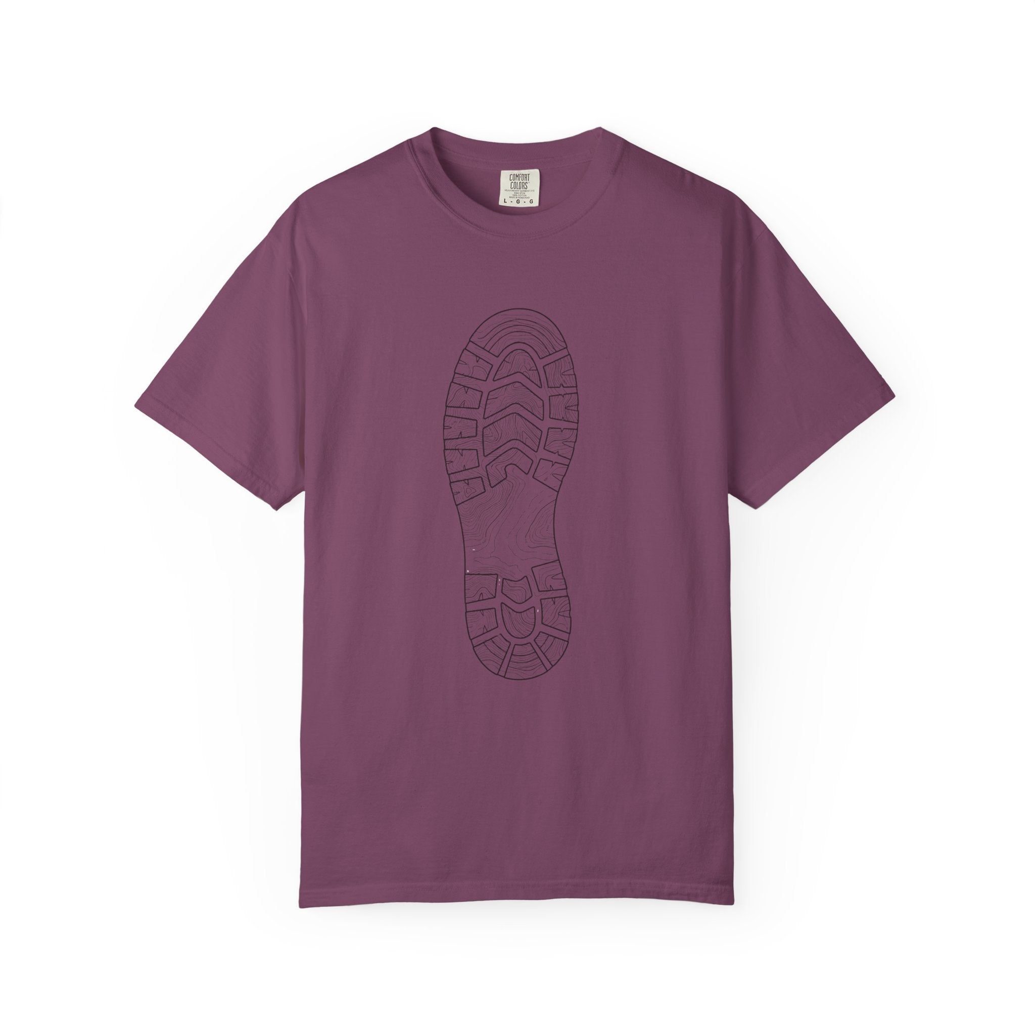 Sole Print T-Shirt — Minimal Boot Print Graphic Tee