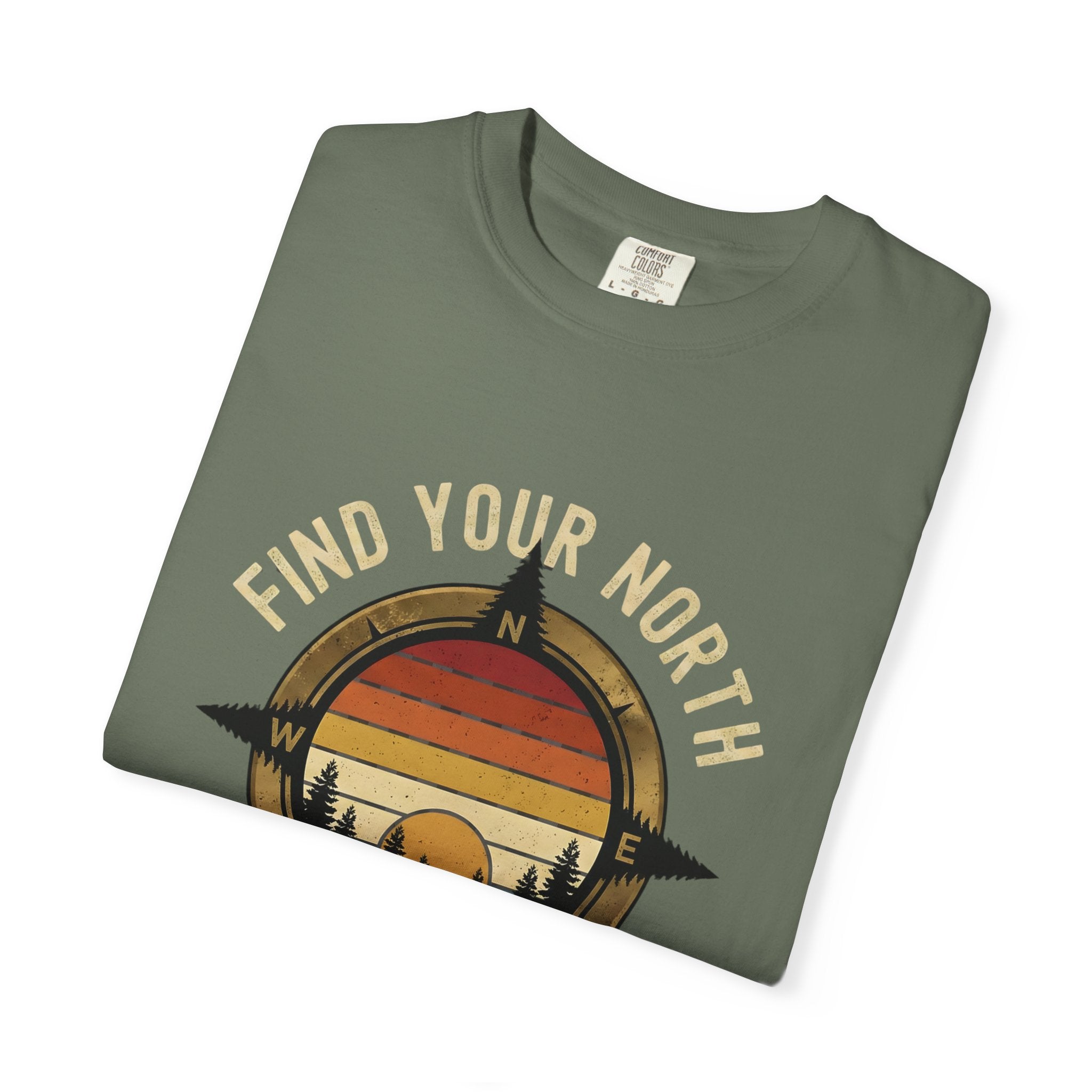 Find Your North T-Shirt — Vintage Compass Sunset Graphic Tee