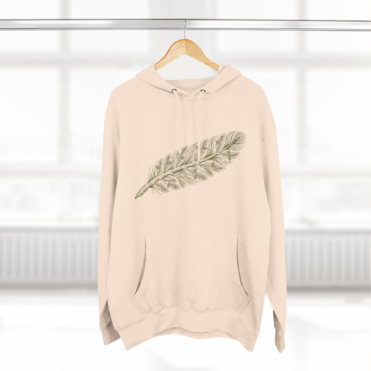 The "Forest Feather" Premium Hoodie - Pine Needle & Quill Illustration