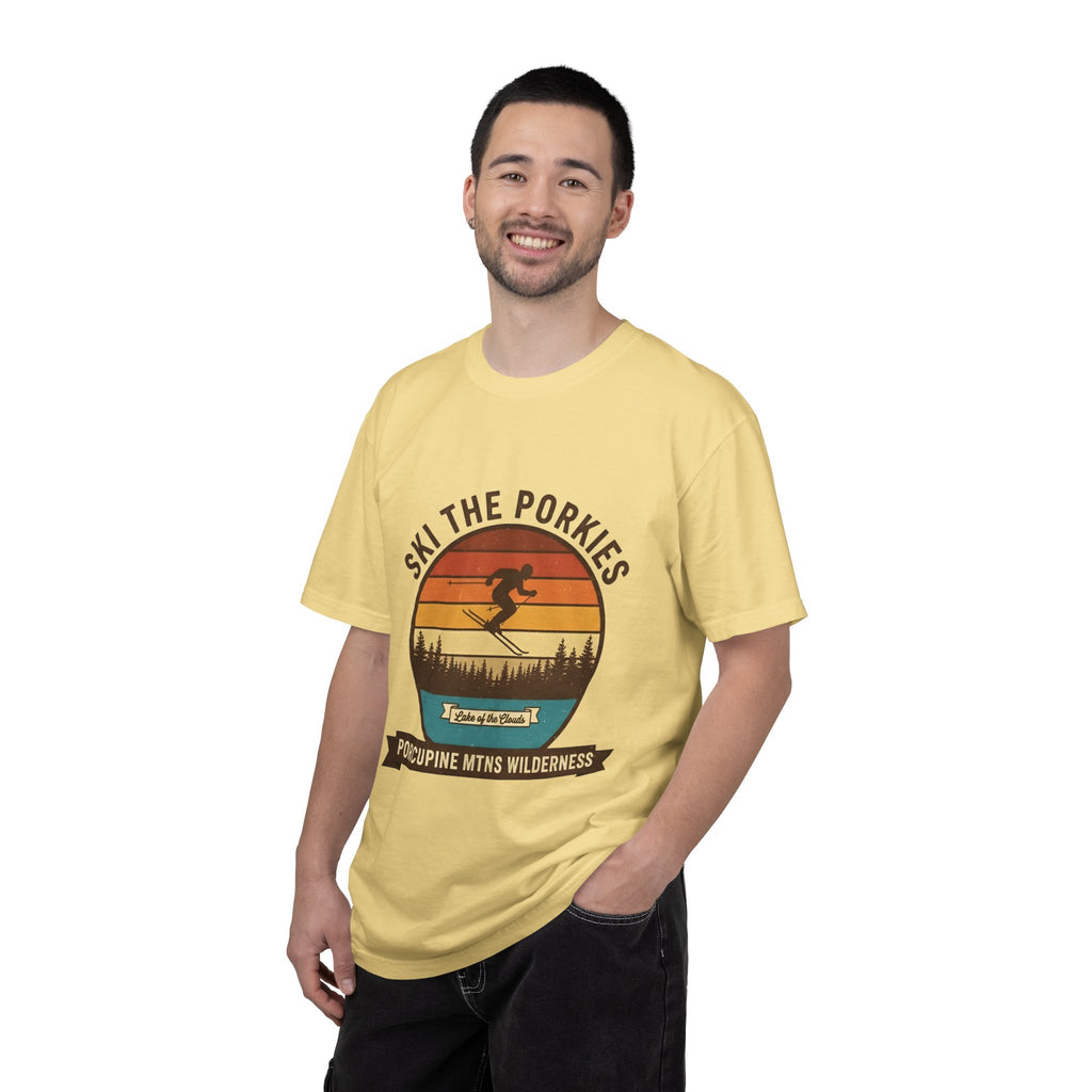 Ski the Porkies T-Shirt — Porcupine Mtns Wilderness Retro Skiing Tee