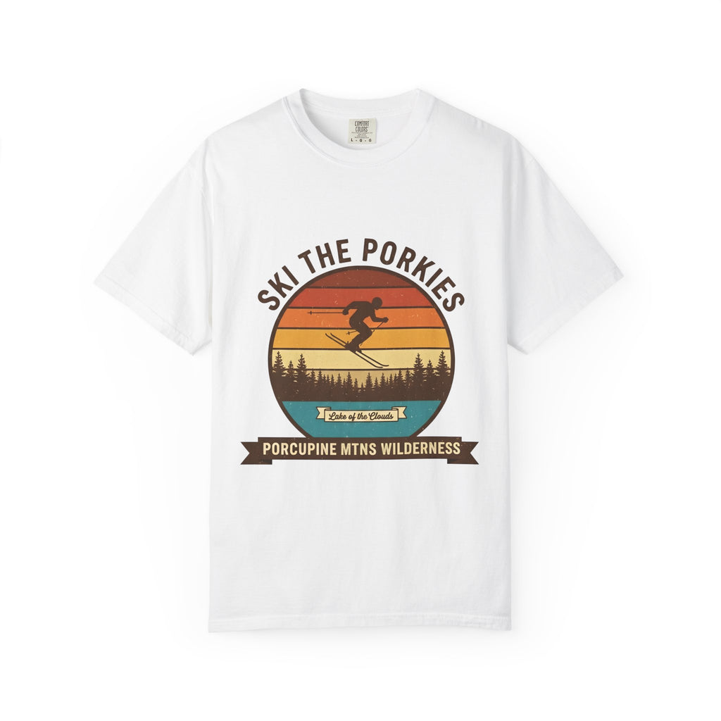 Ski the Porkies T-Shirt — Porcupine Mtns Wilderness Retro Skiing Tee