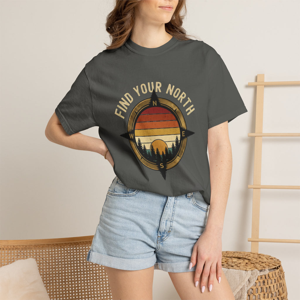 Find Your North T-Shirt — Vintage Compass Sunset Graphic Tee