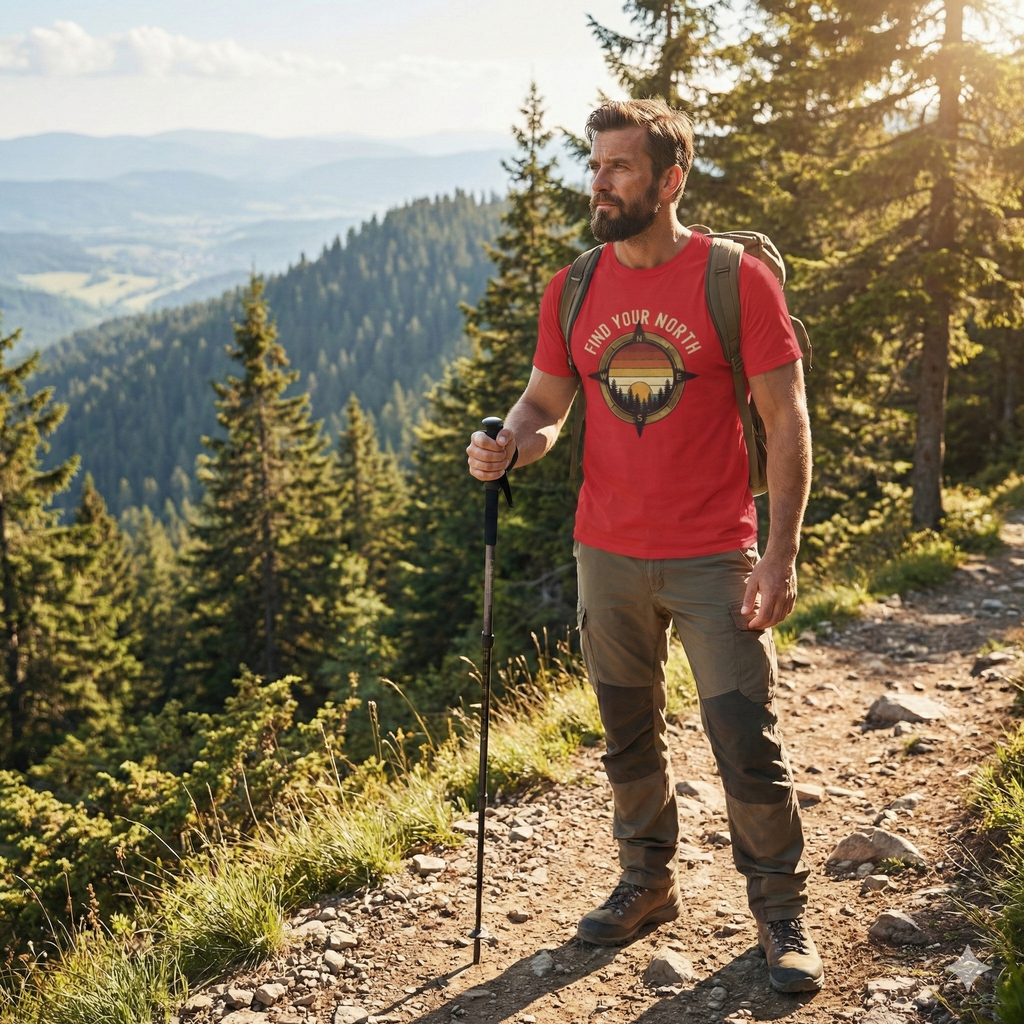 Find Your North T-Shirt — Vintage Compass Sunset Graphic Tee