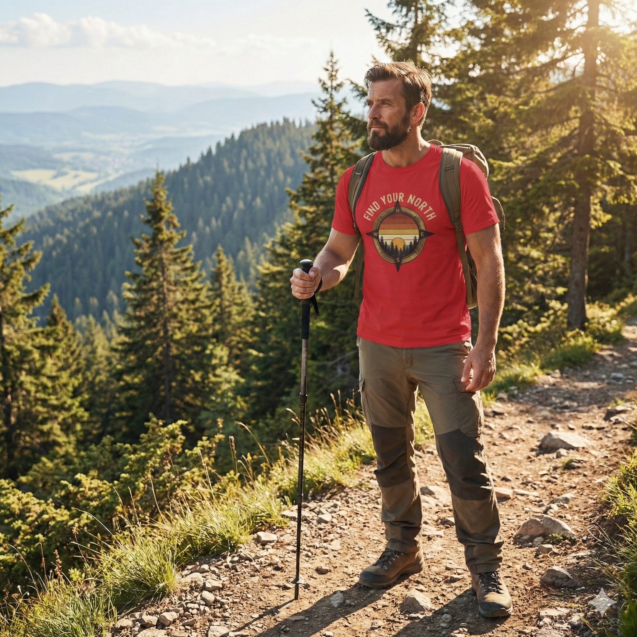 Find Your North T-Shirt — Vintage Compass Sunset Graphic Tee