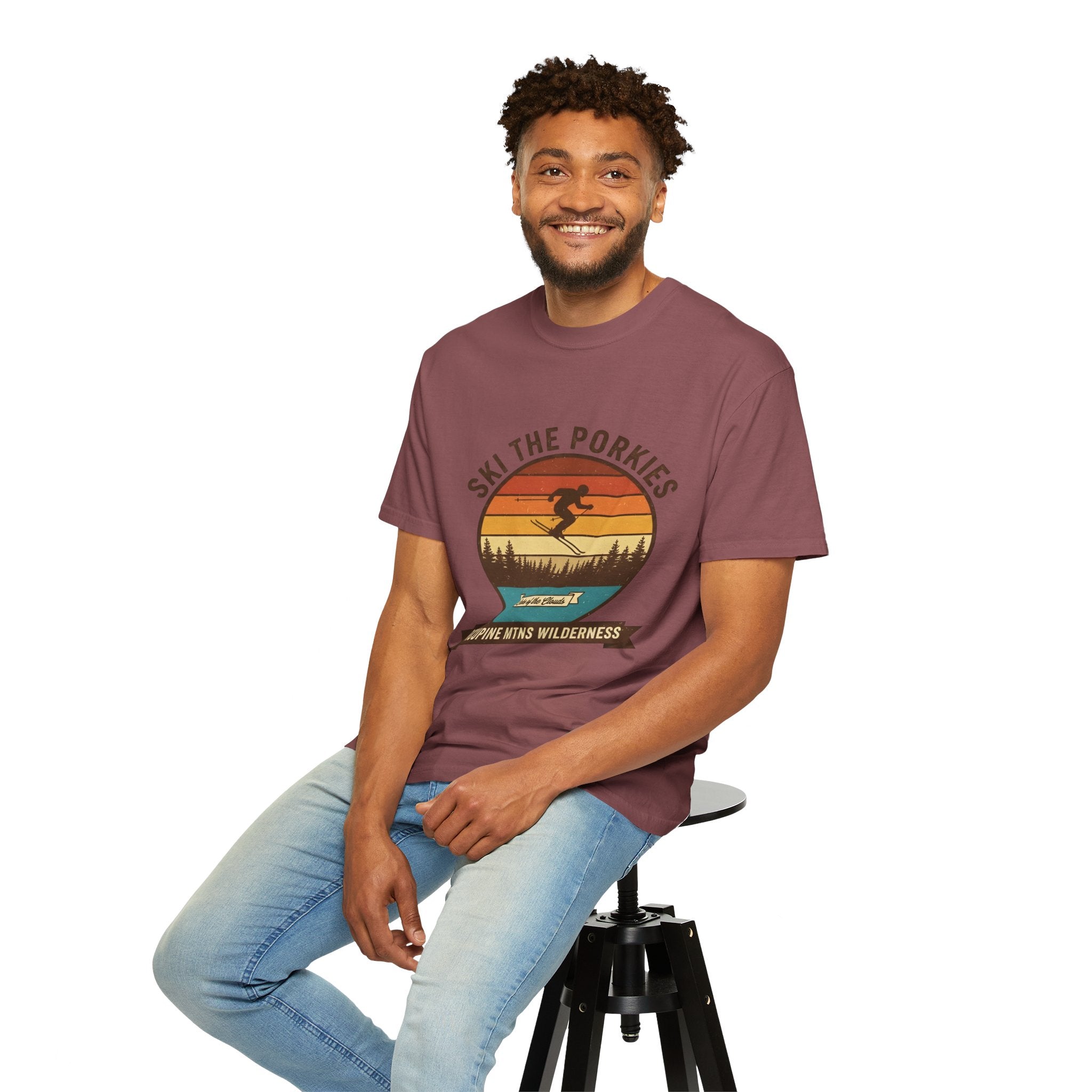 Ski the Porkies T-Shirt — Porcupine Mtns Wilderness Retro Skiing Tee