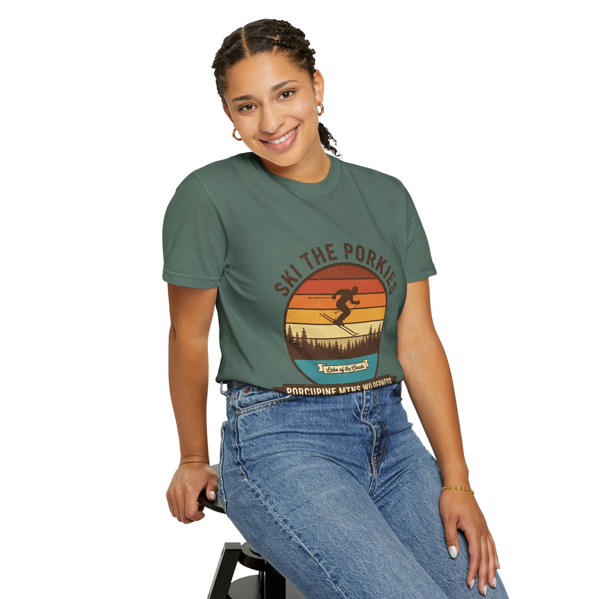 Ski the Porkies T-Shirt — Porcupine Mtns Wilderness Retro Skiing Tee