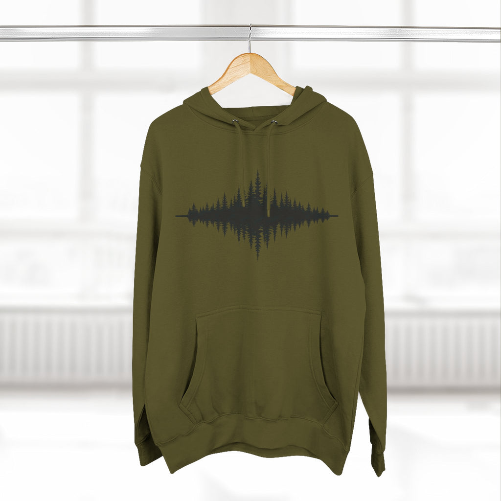 Forest Soundwave Hoodie — Minimal Nature Waveform Sweatshirt