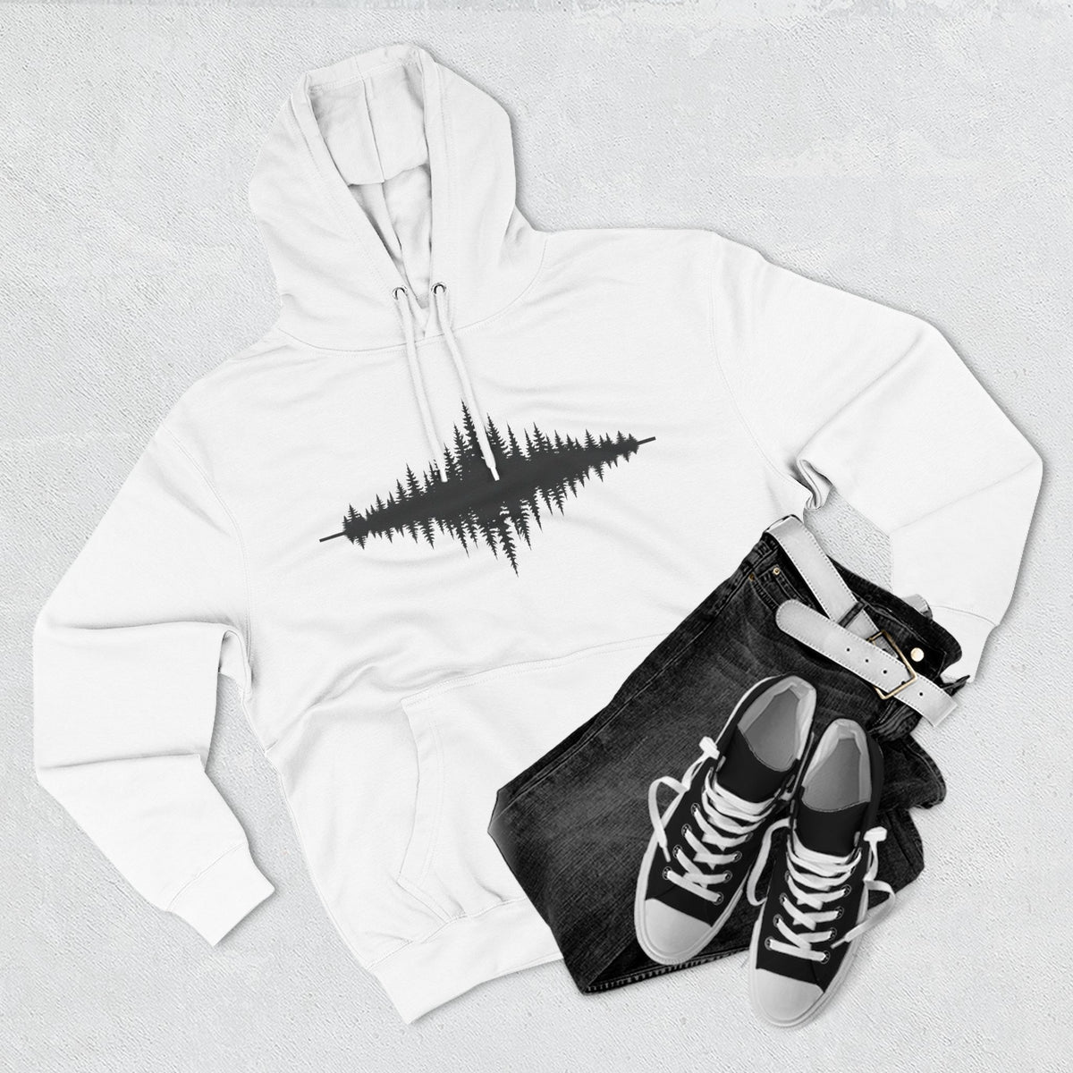 Forest Soundwave Hoodie — Minimal Nature Waveform Sweatshirt