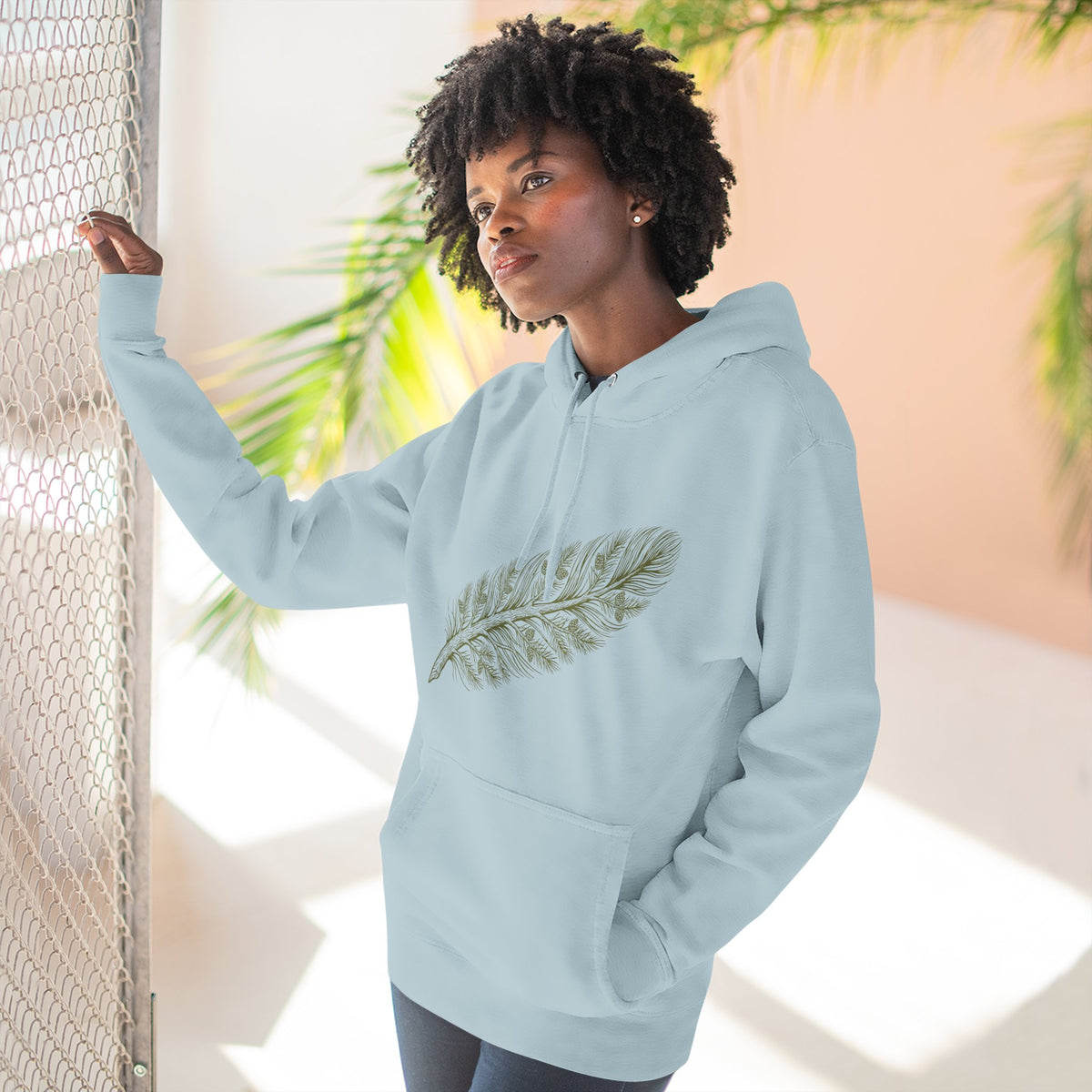 The "Forest Feather" Premium Hoodie - Pine Needle & Quill Illustration