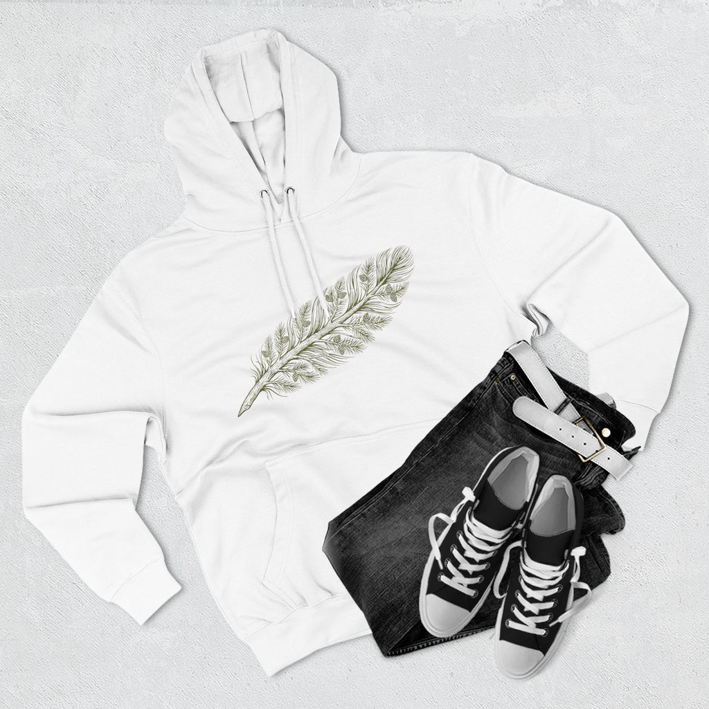 The "Forest Feather" Premium Hoodie - Pine Needle & Quill Illustration