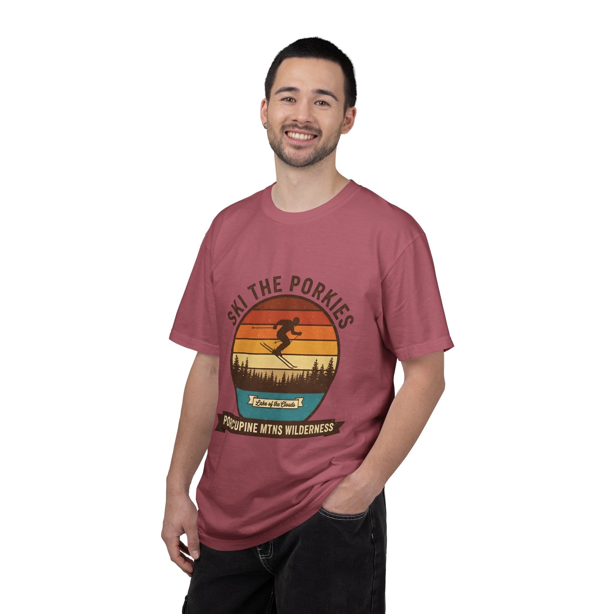 Ski the Porkies T-Shirt — Porcupine Mtns Wilderness Retro Skiing Tee