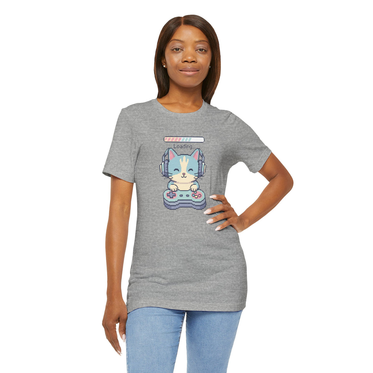 Gaming Cat Loading Screen | Pixel Art Graphic Tee