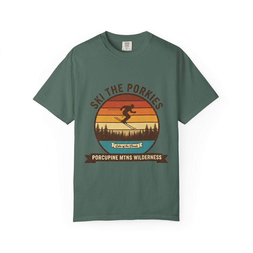 Ski the Porkies T-Shirt — Porcupine Mtns Wilderness Retro Skiing Tee