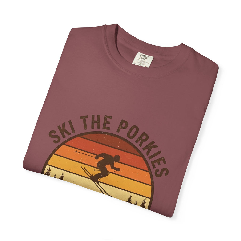 Ski the Porkies T-Shirt — Porcupine Mtns Wilderness Retro Skiing Tee