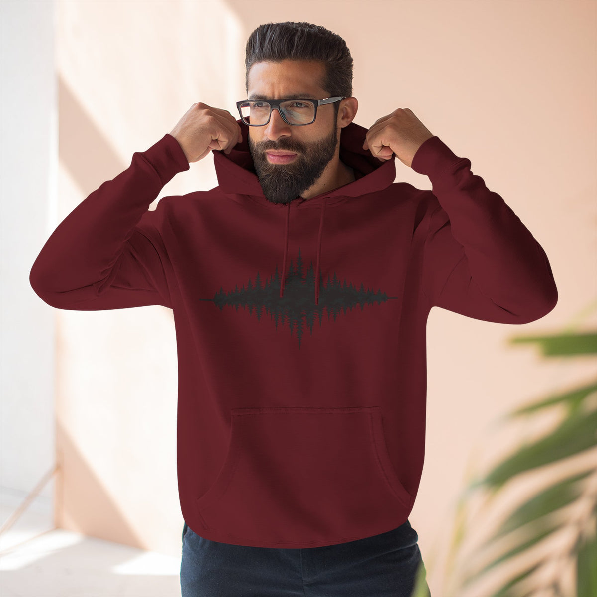 Forest Soundwave Hoodie — Minimal Nature Waveform Sweatshirt