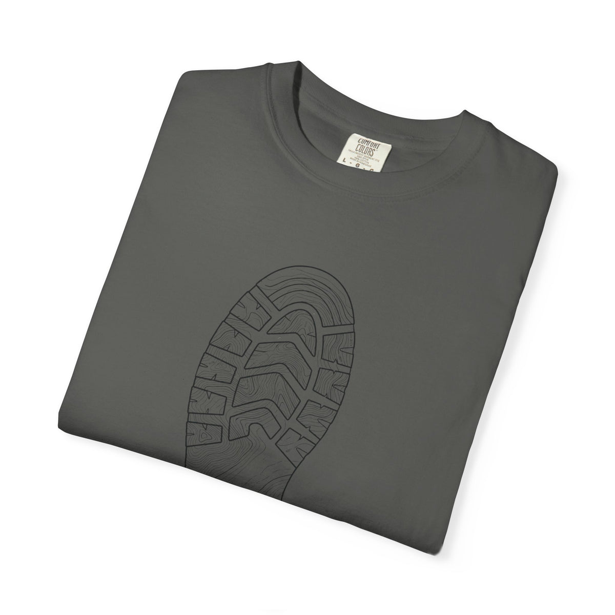 Sole Print T-Shirt — Minimal Boot Print Graphic Tee