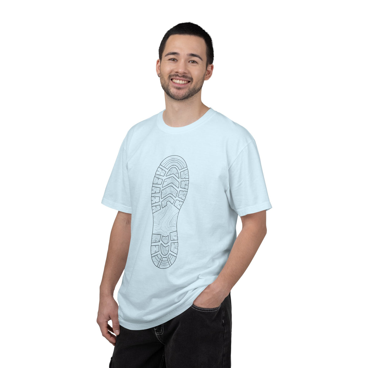 Sole Print T-Shirt — Minimal Boot Print Graphic Tee