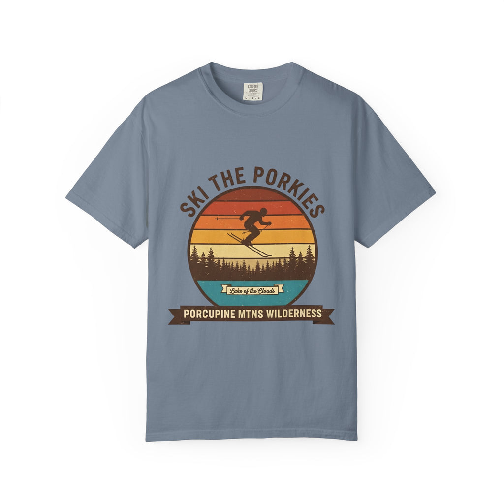 Ski the Porkies T-Shirt — Porcupine Mtns Wilderness Retro Skiing Tee