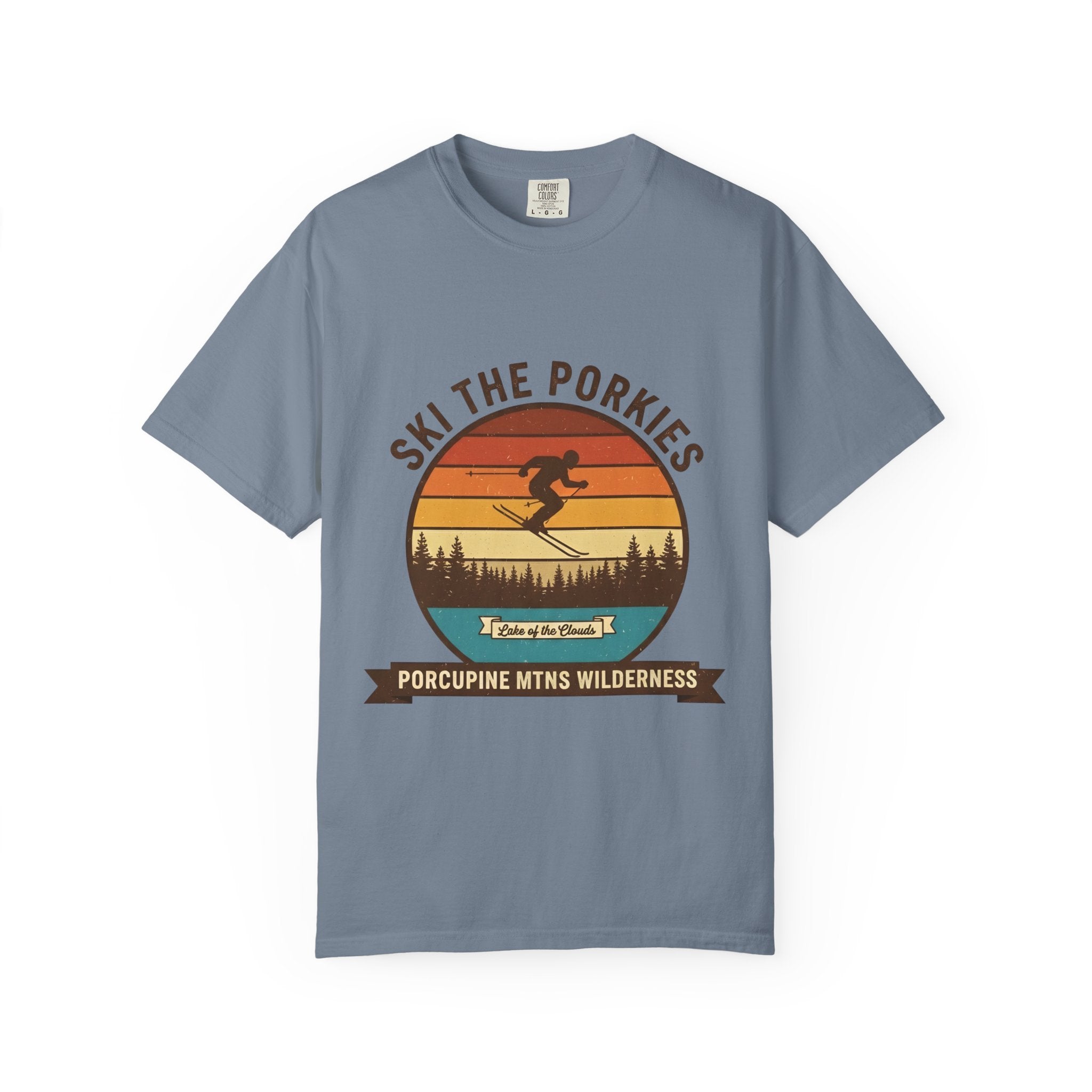 Ski the Porkies T-Shirt — Porcupine Mtns Wilderness Retro Skiing Tee