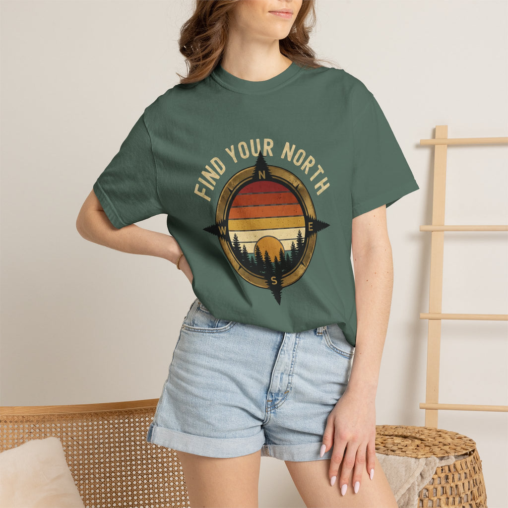 Find Your North T-Shirt — Vintage Compass Sunset Graphic Tee