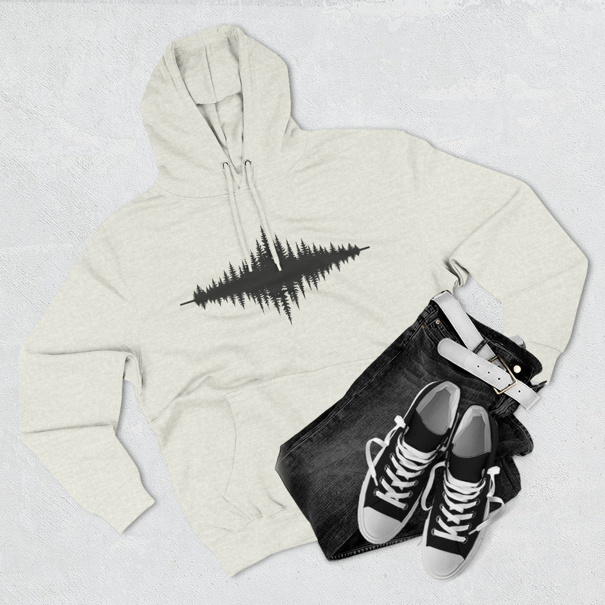 Forest Soundwave Hoodie — Minimal Nature Waveform Sweatshirt
