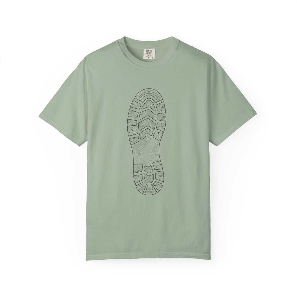 Sole Print T-Shirt — Minimal Boot Print Graphic Tee