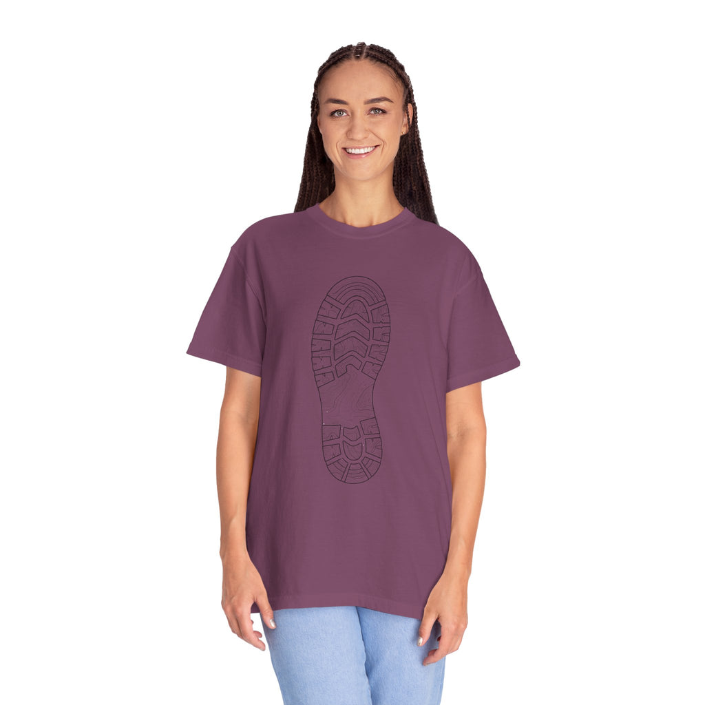 Sole Print T-Shirt — Minimal Boot Print Graphic Tee