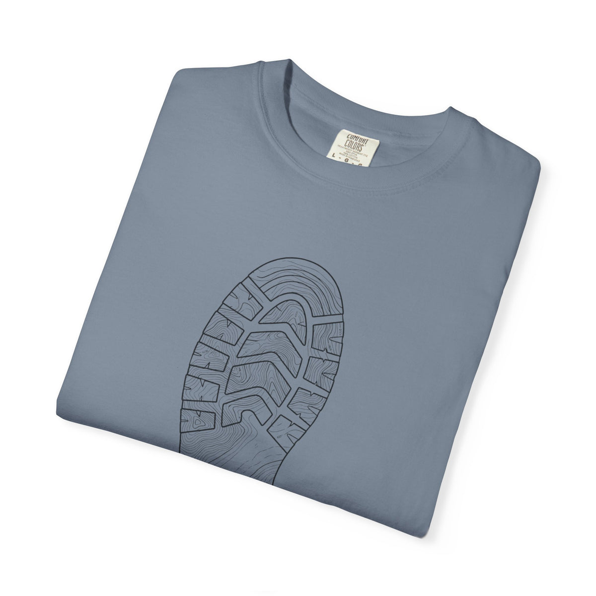 Sole Print T-Shirt — Minimal Boot Print Graphic Tee